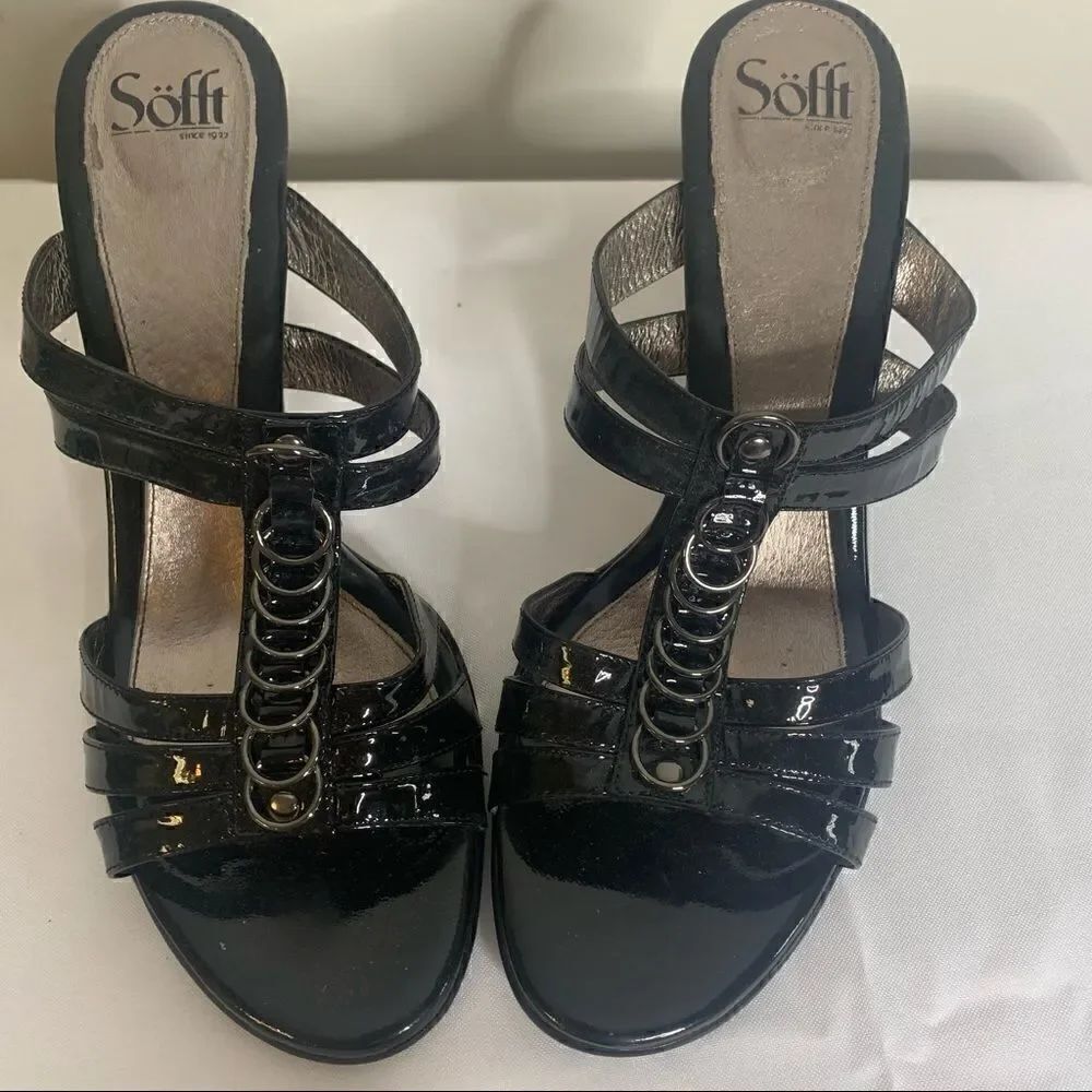 Sofft Isola Black Patent Leather Dress Sandals 11